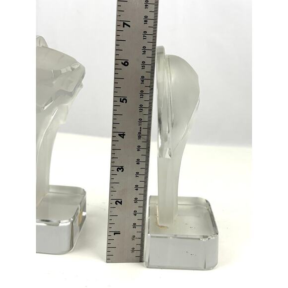 VTG Czech Bohemia Glass Crystal Mary & Jesus Frosted Figures 1970's Set Bookend - Picture 7 of 16